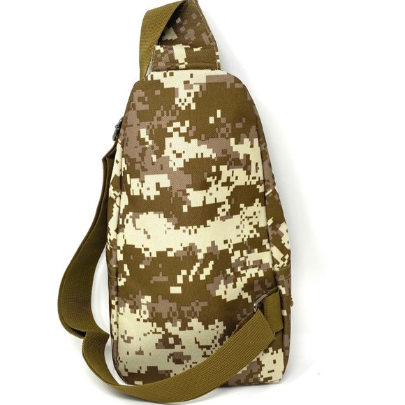 💖MEGA SALE💖Messenger Bag Sport 4 Zip Camo Brown Khaki Unisex - Picture 3 of 6